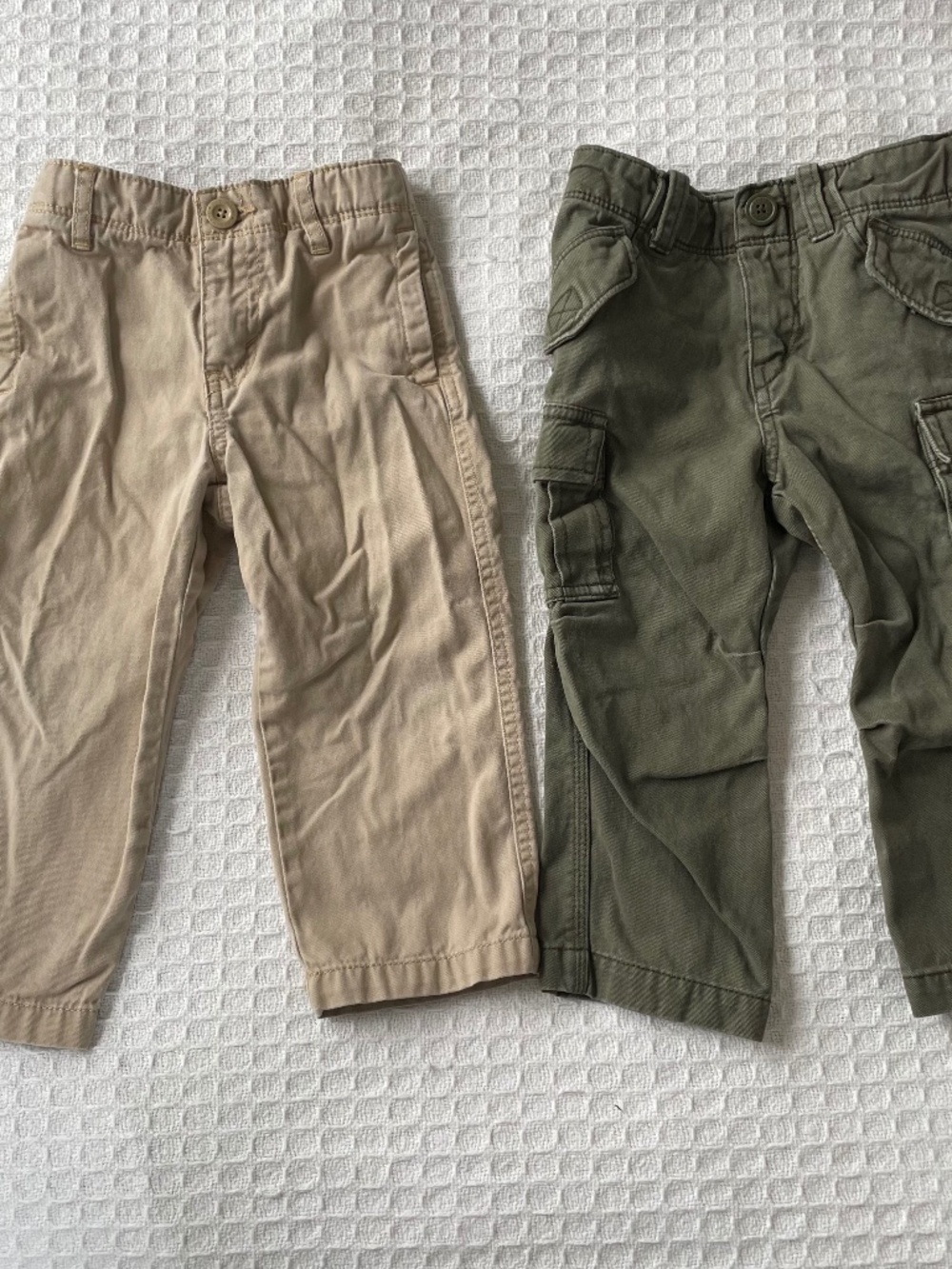 Tan Old Navy Trousers and Dark Green Gap Cargo Pants - both size 2T